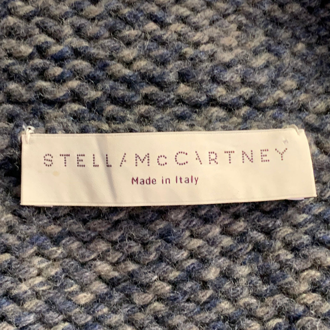 STELLA McCARTNEY Size L Grey Navy Wool Cashmere Melange Knit Coat