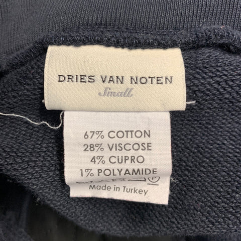 DRIES VAN NOTEN Size S Navy Brown Abstract Cotton Blend Quilted Drawstring Sweatpants Casual Pants