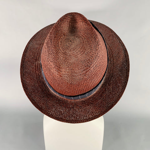 ADAM KIMMEL Size L Brown Woven Straw Panama Hat