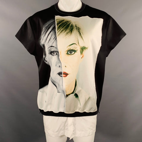 PORTS 1961 Size S Warhol Black White Polyester Blend Short Sleeve Pullover