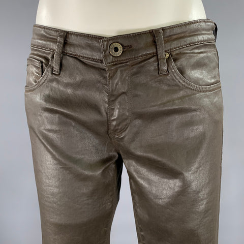 ADRIANO GOLDSCHMIED Size 32 Brown Faux Leather Cotton Blend Skinny Pants