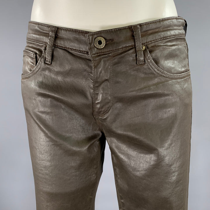 ADRIANO GOLDSCHMIED Size 32 Brown Faux Leather Cotton Blend Skinny Pants