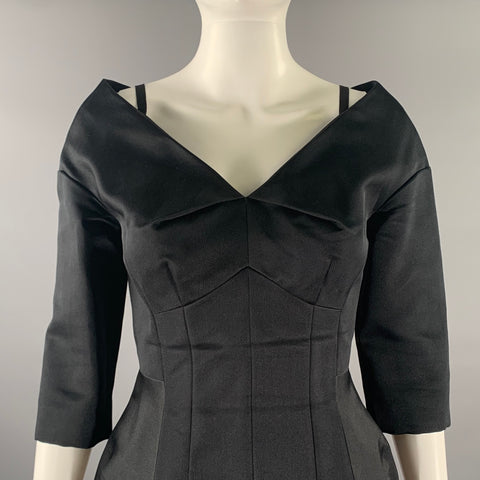 MARC JACOBS Size 0 Black Silk Sheath Knee-Length Dress