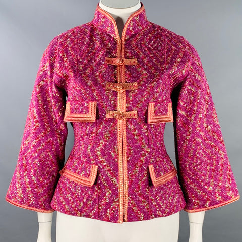 LOUIS VUITTON Size 10 Purple Fuchsia Cotton Blend Jacket Blazer