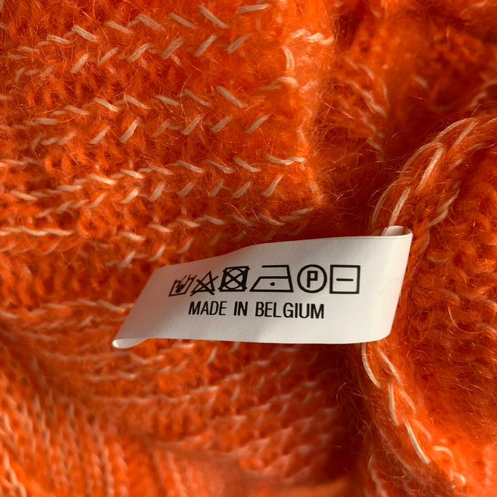 WALTER VAN BEIRENDONCK Size S Orange White Oversized Knit Mohair Blend Vest