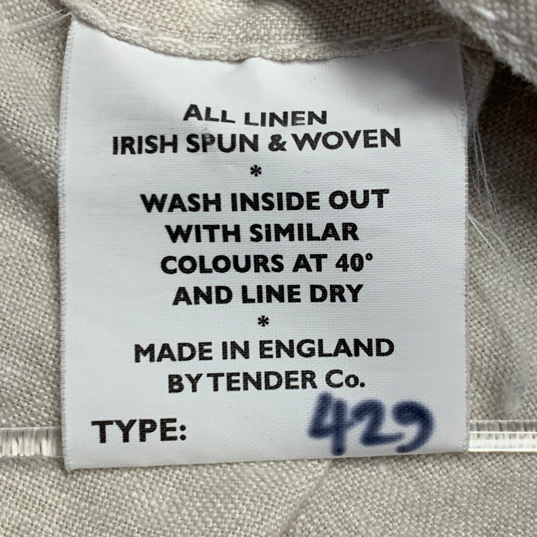 TENDER Size L Beige Linen One Pocket Short Sleeve Shirt