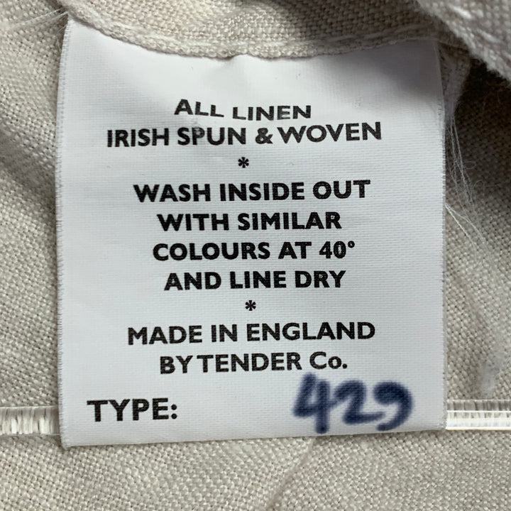 TENDER Size L Beige Linen One Pocket Short Sleeve Shirt