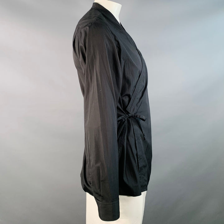 3.1 PHILLIP LIM Size XL Black Cotton Kimono Wrap Long Sleeve Shirt