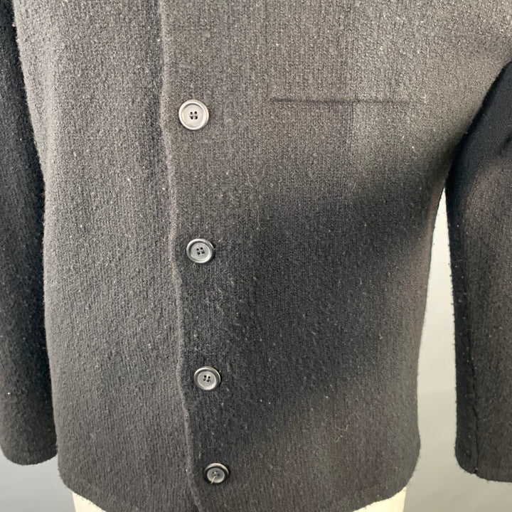 INIS MEAIN Size L Black Merino Wool Cashmere V-Neck Cardigan