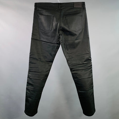 BELSTAFF Size 34 Black Twill Cotton Blend Straight Zip Fly Biker Jeans