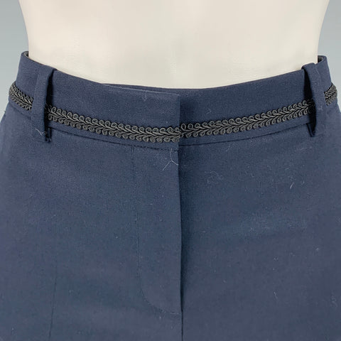 THE KOOPLES Size 4 Navy Black Wool Blend Contrast Trim Dress Pants
