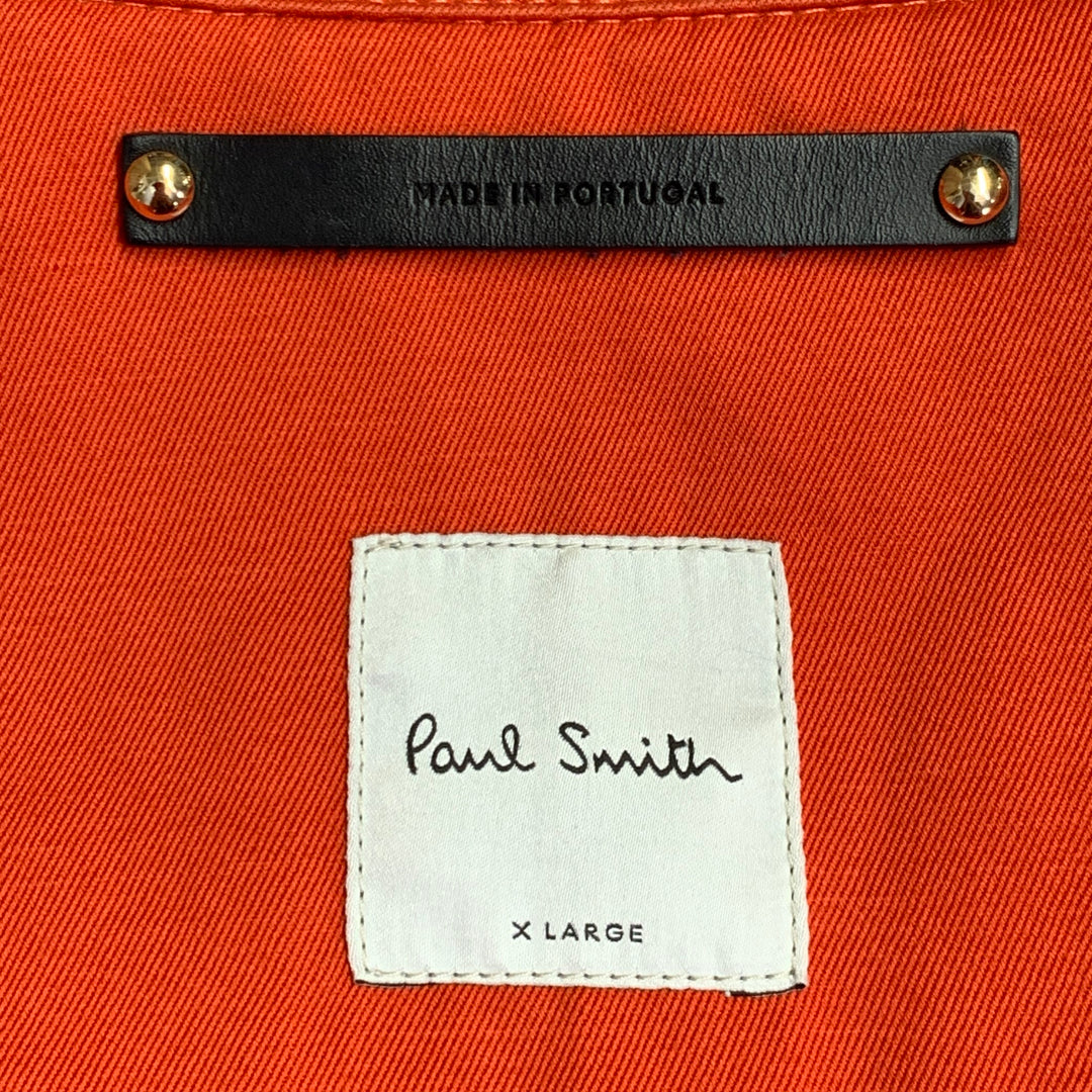 PAUL SMITH Size XL Orange Twill Linen Cotton Chore Jacket