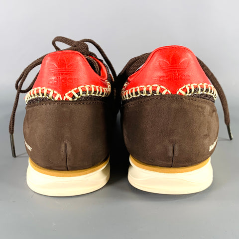 WALES BONNER Size 12 Brown Orange Mesh Nylon Lace-Up Sneakers
