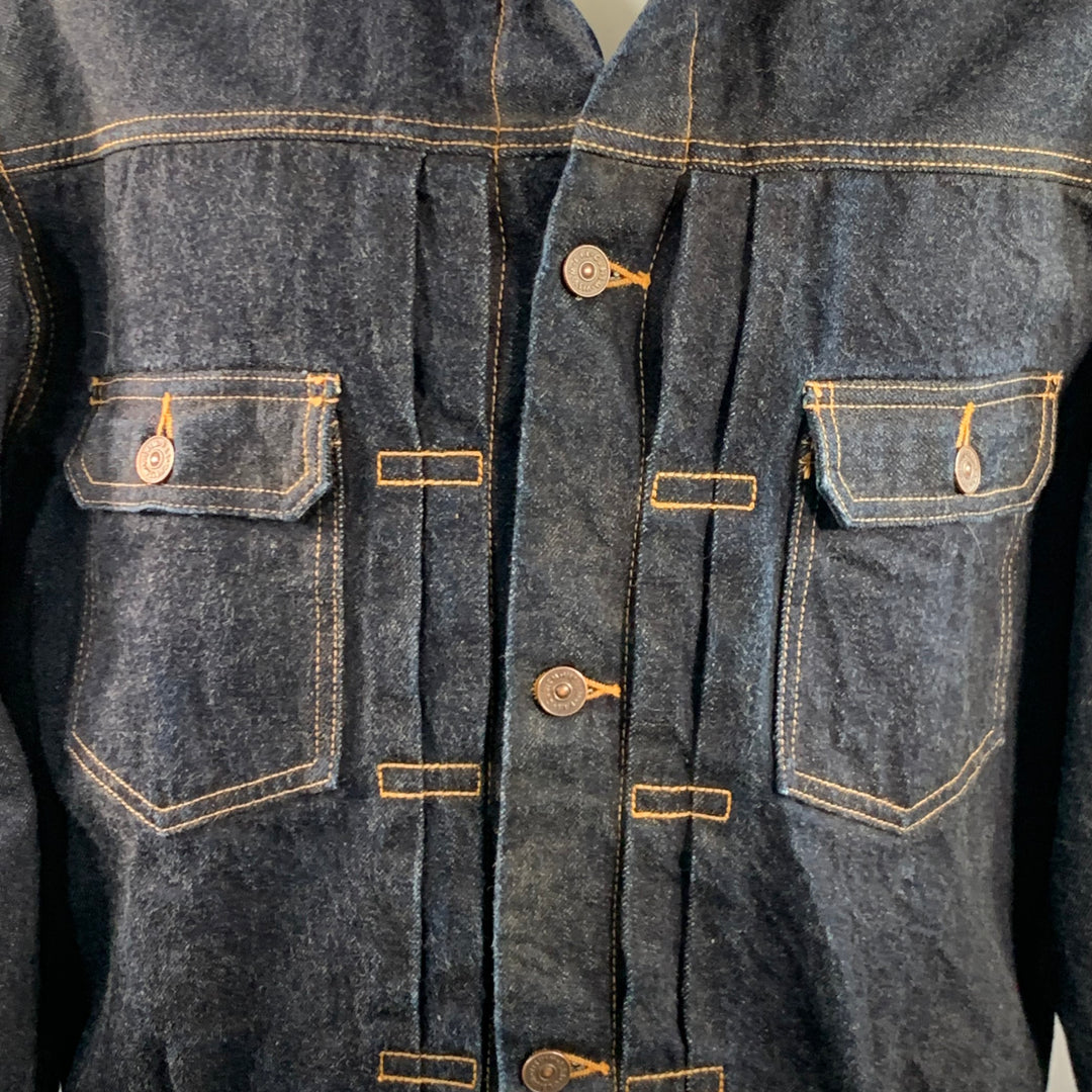VISVIM Size M SS 101XX Raw Mud Overdye Indigo Contrast Stitch Selvedge Denim Trucker Jacket