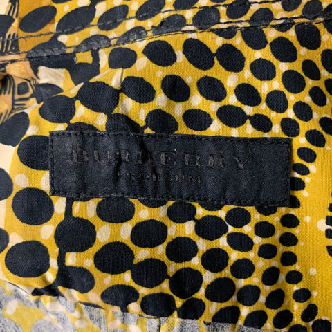 BURBERRY Size XS Gold Black Ankara Cotton Long Sleeve Shirt