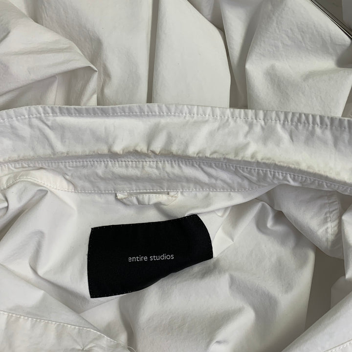 ENTIRE STUDIOS Size XXXL White Cotton One Pocket Long Sleeve Shirt