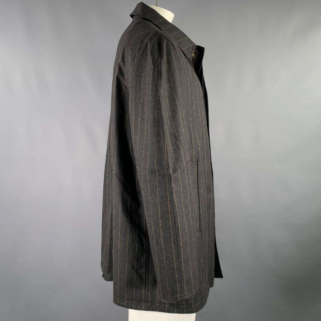 JOHN W. NORDSTROM Size 48 Black Grey Brown Reversible Coat