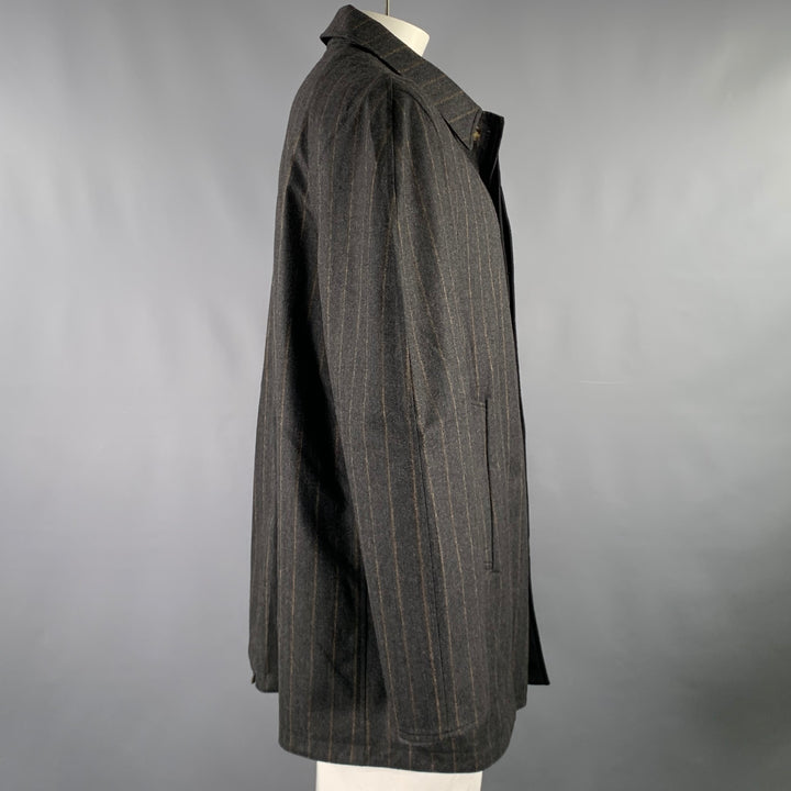 JOHN W. NORDSTROM Size 48 Black Grey Brown Reversible Coat