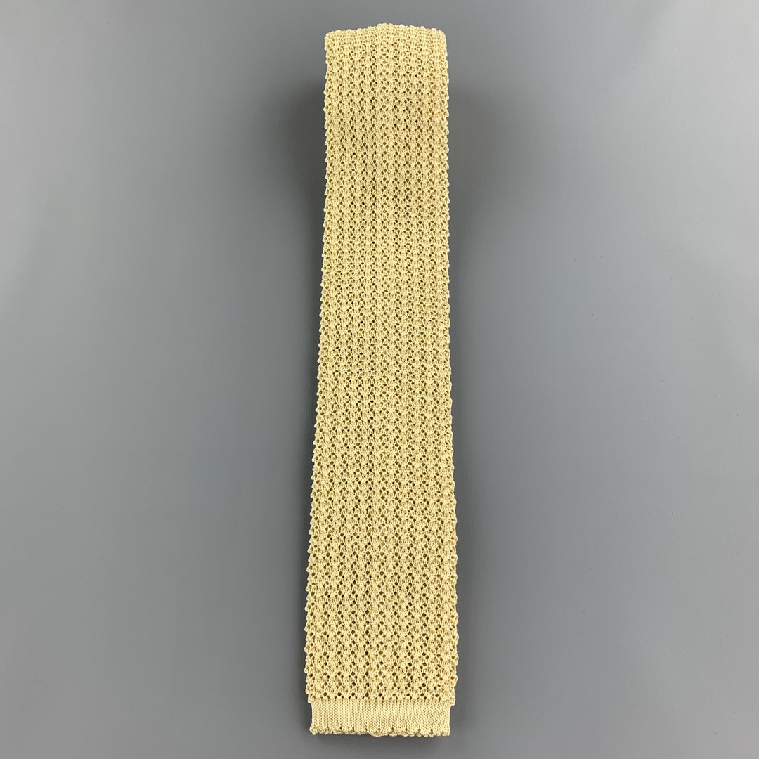 HAYWARD LONDON Yellow Beige Silk Textured Knit Tie