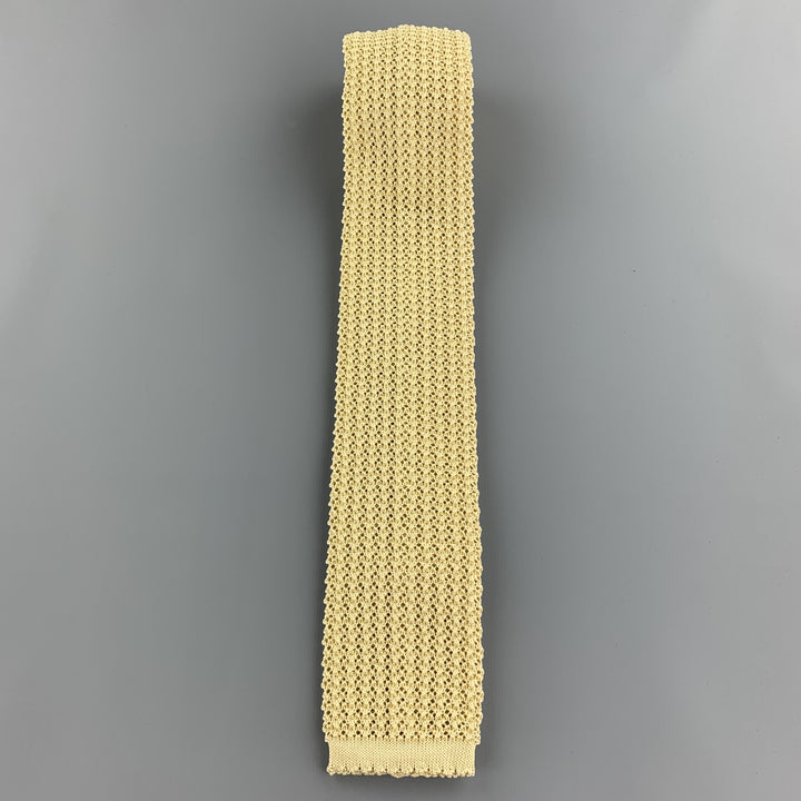 HAYWARD LONDON Yellow Beige Silk Textured Knit Tie