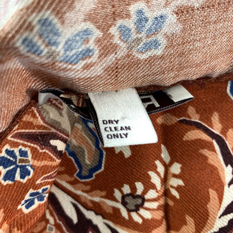 RODA Orange Blue Leaves Wool Silk Pocket Square