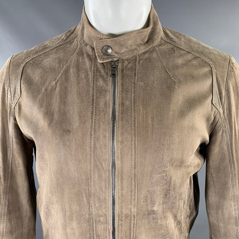 HENRY BEGUELIN Chest Size M Camel Leather Moto Racer Jacket