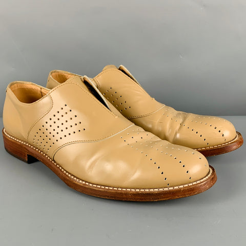 JIL SANDER Size 8.5 Beige Perforated Leather Slip On Loafers