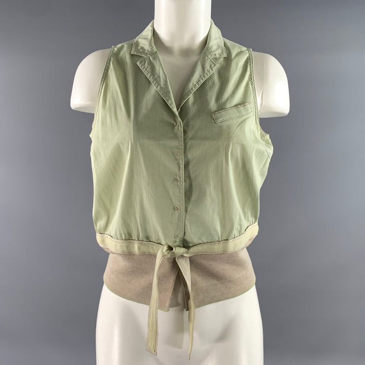 BRUNELLO CUCINELLI Size S Tan Mint Cotton Polyamide Sleeveless Casual Top