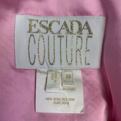 Robe de Soirée Superposée Froncée en Soie Rose Dorée ESCADA COUTURE Taille 2