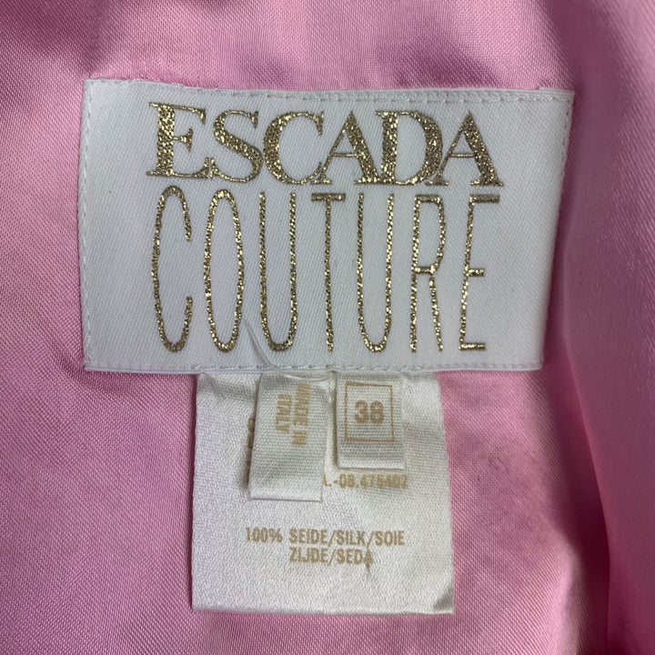 ESCADA COUTURE Size 2 Pink Gold Silk Ruched Layered Evening Gown
