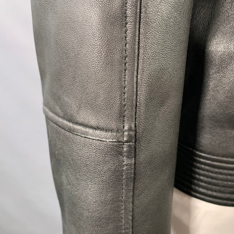 WEST COAST LEATHER Size L Racer Black Lambskin Leather Hooded Zip Up Jacket