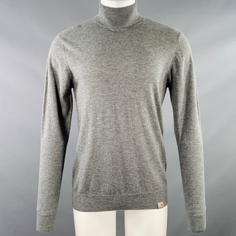 CARHARTT Size S Grey Heather Lambswool Blend Turtleneck Pullover