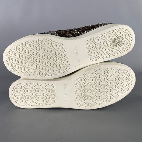 STELLA McCARTNEY Size 9 Silver Gold Sequined Slip On Sneakers