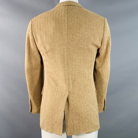 POLO by RALPH LAUREN Size 38 Regular Brown Tan Silk Herringbone Tweed Sport Coat
