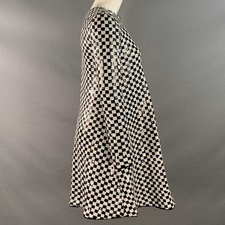 EMPORIO ARMANI Size 4 Black White Polyester Blend Sequined Checkered Dress