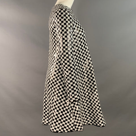 EMPORIO ARMANI Size 4 Black White Polyester Blend Sequined Checkered Dress