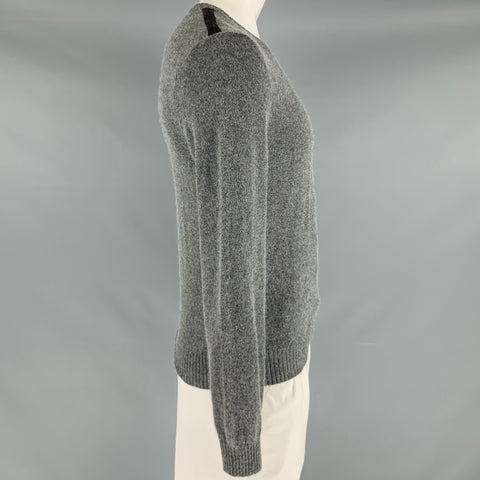 GUCCI Size L Grey Brown Knit Alpaca Blend Crew Neck Sweater