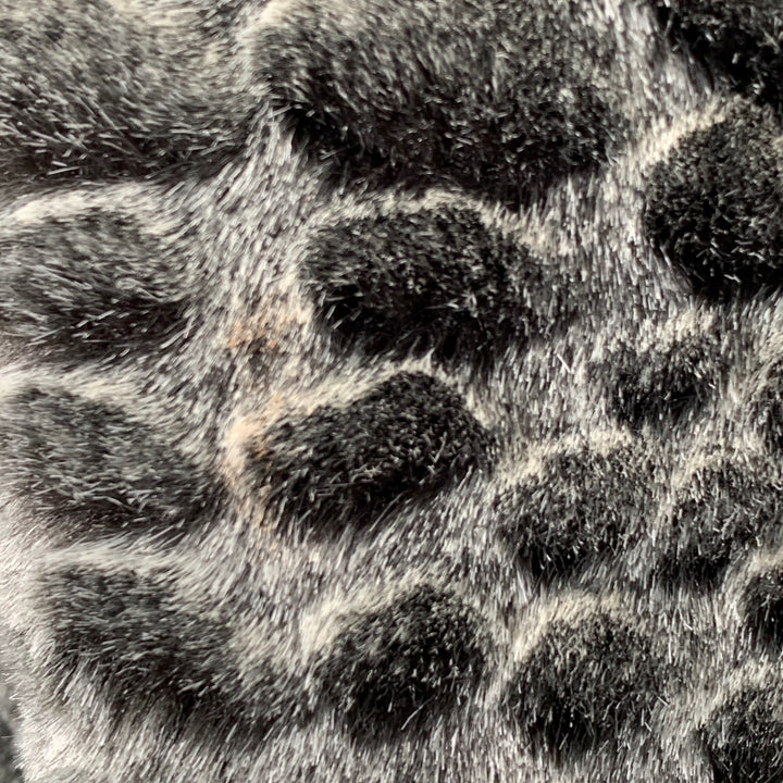 SUPREME Size M Grey Charcoal Textured Acrylic Blend Faux Fur Coat