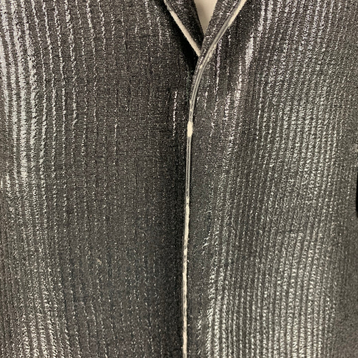 CoSTUME NATIONAL Size 42 Black Metallic Viscose Blend Peak Lapel Suit