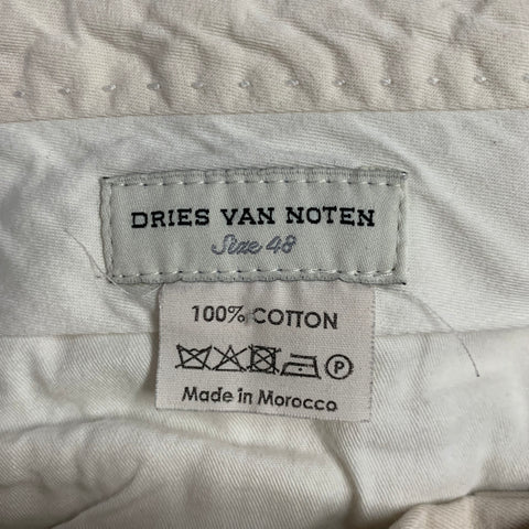 DRIES VAN NOTEN Size 31 Cream Cotton Flat Front Dress Pants