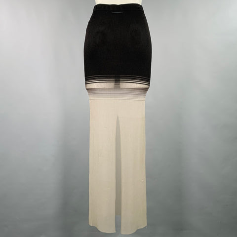 GRACE LING Size S Black Grey Viscose Ribbed Ombre Effect Long Skirt