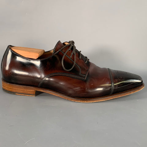 GIOVACCHINI Size 10.5 Mike Brown Leather Ombre Cap Toe Lace-Up Shoes