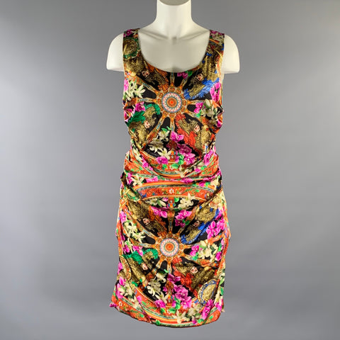 DOLCE & GABBANA Size M Pink Multi-Color Silk Blend Floral Blouson Dress