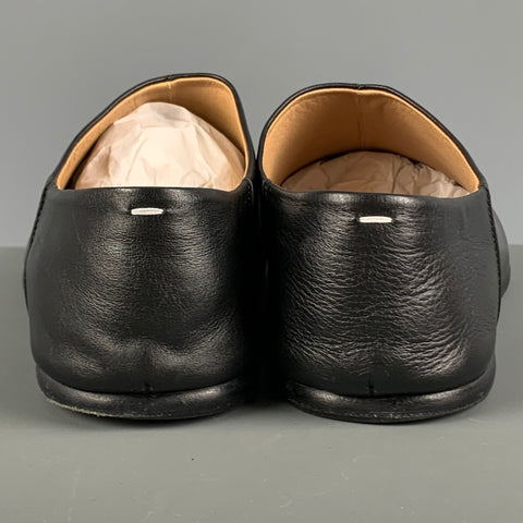 MAISON MARGIELA Size 10 Black Leather Slip On Flats