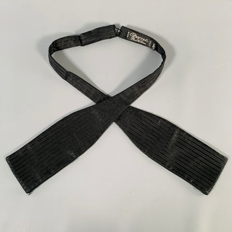 CHARVET Black Textured Stripe Silk Bow Tie