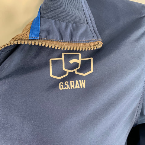 G-STAR Size L Blue Grey Two Toned Polyester Mesh Lined Zip Up Track Jacket