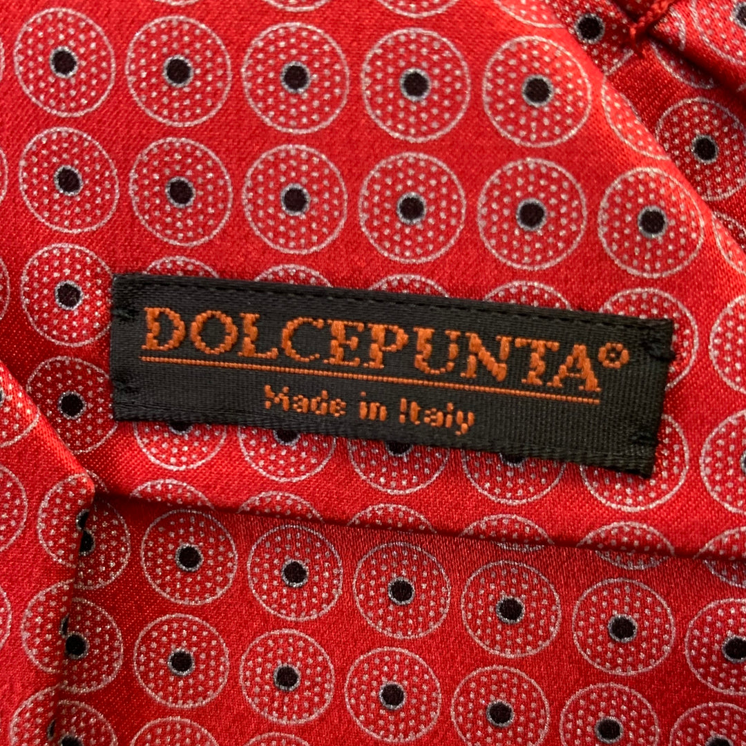 DOLCEPUNTA  Red Grey Polka Dot Silk Tie