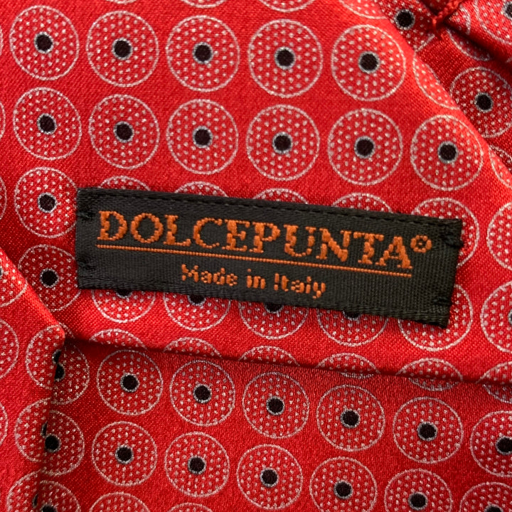 DOLCEPUNTA  Red Grey Polka Dot Silk Tie