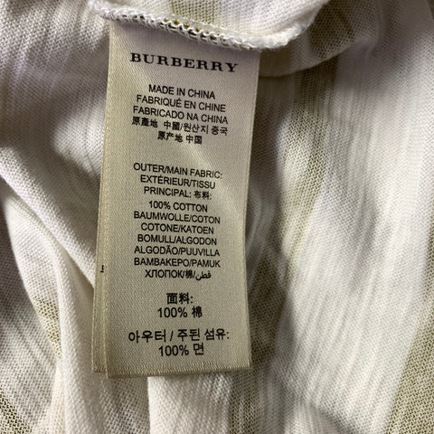 BURBERRY BRIT Size L White Gold Stripe Cotton Boat Neck Long Sleeve Shirt