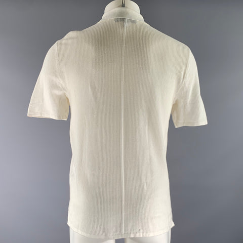 RAG & BONE Size M White Knit Cotton Blend 3 button Polo
